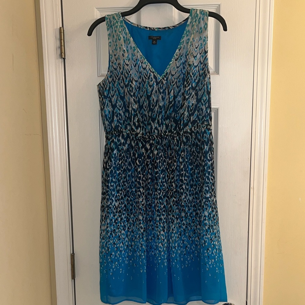 Ann Taylor Sleeveless Ombre Animal Print Chiffon Dress, Size 8P